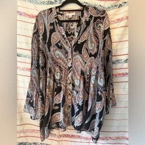 Spense Black Paisley Blouse